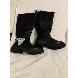 Torrid Knee Boots 9WW Extra Wide Calf Deep Black Buckle Motorcycle NWT